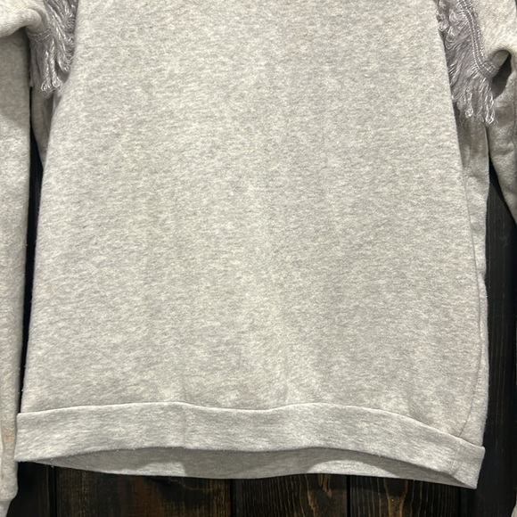 KOCH Sweater Size S Grey Fringe Boho Soft Cotton Blend Holiday Metallic - Picture 2 of 11